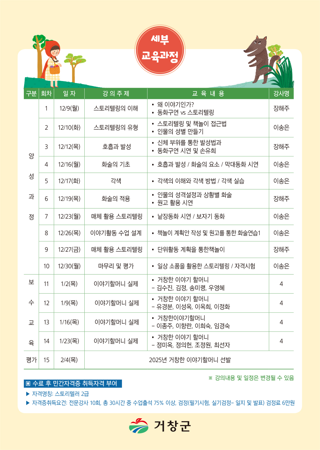 2025년 거창한 이야기할머니 양성과정 5기 참여자 모집안내 첨부사진